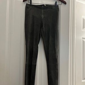 Alice and Olivia suede front zip leggings